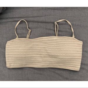 AERIE EMBROIDERED TAN BANDEAU BIKINI TOP - XXL